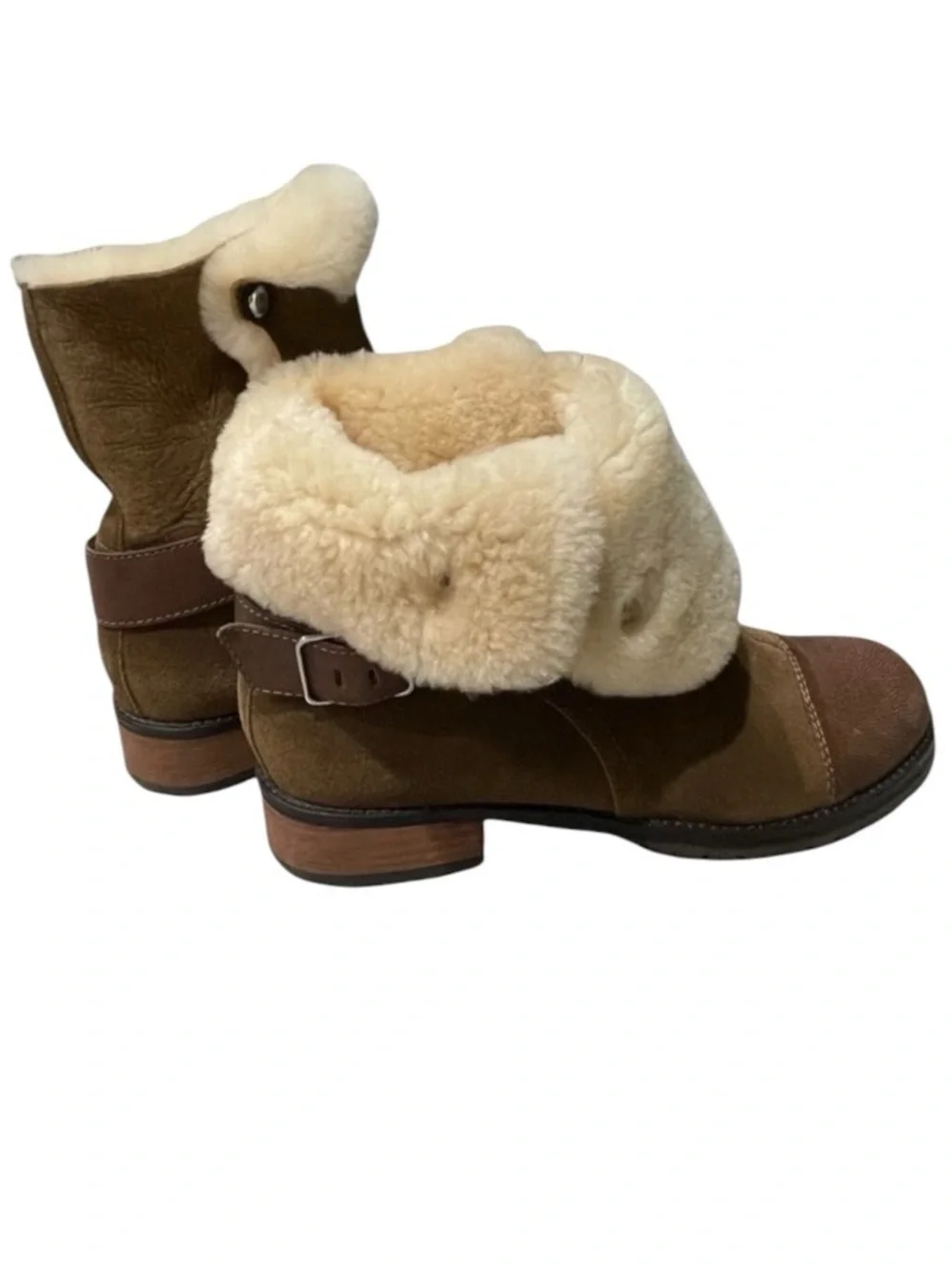 Matt Bernson Tundra Shearling Boots 7.5 Suede Buckle Winter Booties